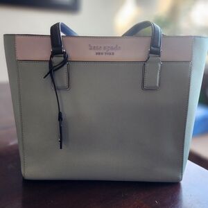 kate spade Green and White Tote Bag
